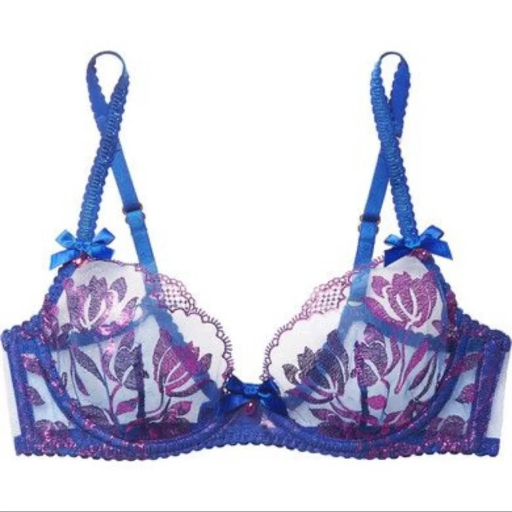 🆕Agent Provocateur sparkle blue bra pink purple‎ metallic details